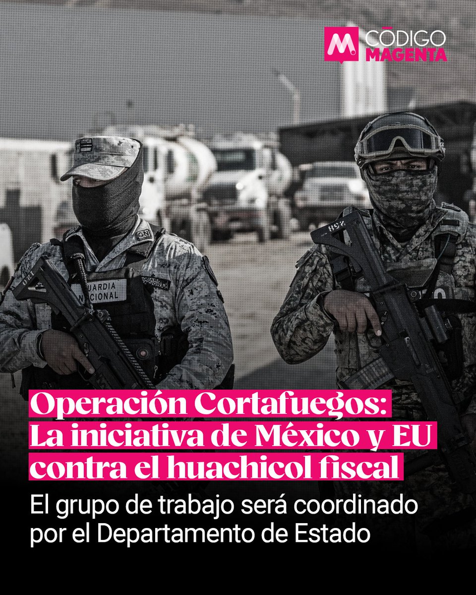 CodigoMagentaMx's tweet image. ⭕ #México y #EstadosUnidos instalaron el Grupo de Implementación de Seguridad el viernes 26 de septiembre de 2025, en #McAllen, #Texas, y lanzaron la “#MisiónCortafuegos: Unidos contra el Tráfico de Armas de Fuego” para frenar el flujo ilícito de armamento hacia México.

🔹En