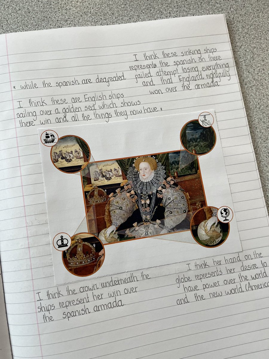 MRMICT's tweet image. Today in #Year6 we built on our Tudor enquiry.

🔹 Cause &amp;amp; consequence #retrieval
🔹 Explored the Armada Portrait as evidence of Elizabeth’s power &amp;amp; symbolism
🔹 Judged significance of her reign using lenses of people, time, change &amp;amp; reach

#TaskDesign #PrimaryHistory #History