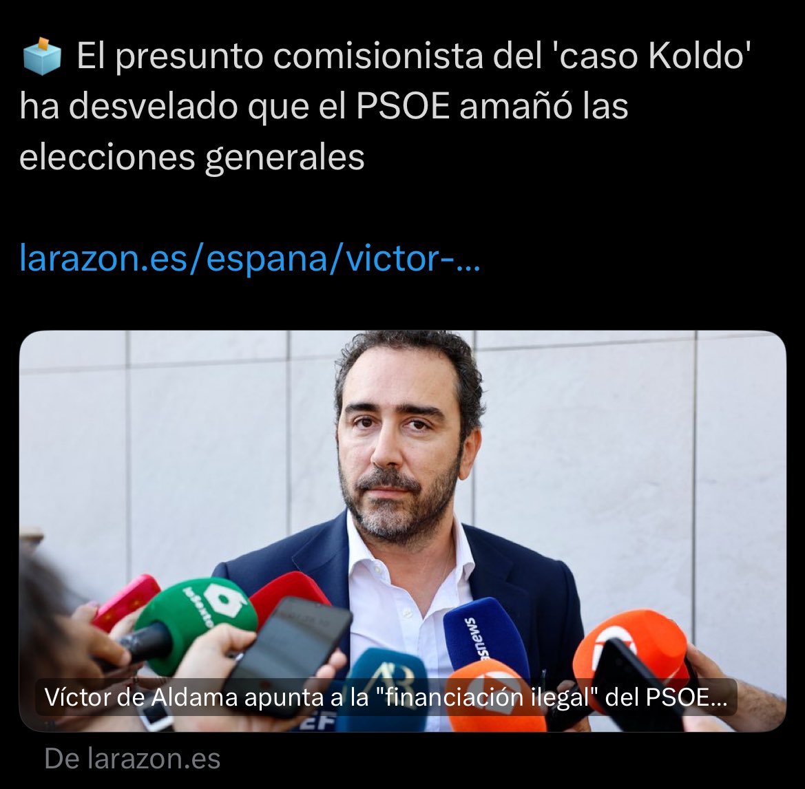 Sí, el PSOE amañó las elecciones para que Feijóo quedase en primera posición y así pudiera estar dos años diciendo que no es presidente porque no quiere. De verdad que tienen que estar muy desesperados para darle bombo a este tipo encausado en doscientos casos de corrupción.