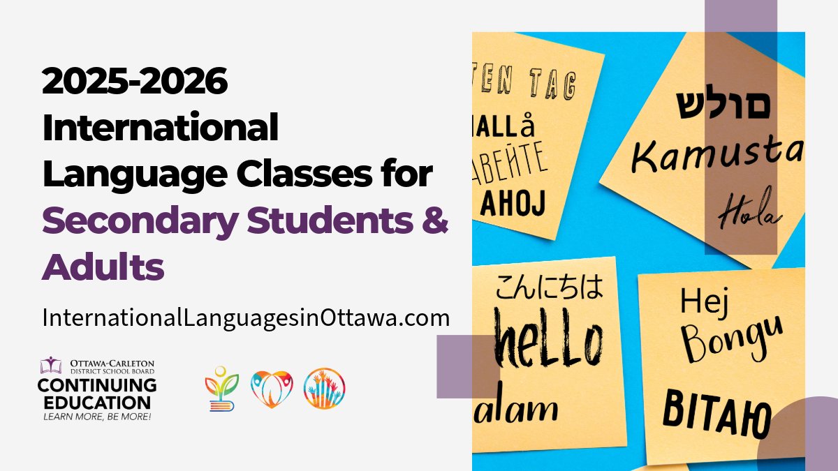 🌍 Learn a new language in 2025-2026!
International Language Classes for secondary students &amp; adults (virtual):
🗓 Sept 20, 2025 – June 13, 2026
🕘 Saturdays, 9 AM–12:30 PM
📄 Register by Oct 13, 2025
Details: bit.ly/4kPTlpo
#InternationalLanguages #LifelongLearning