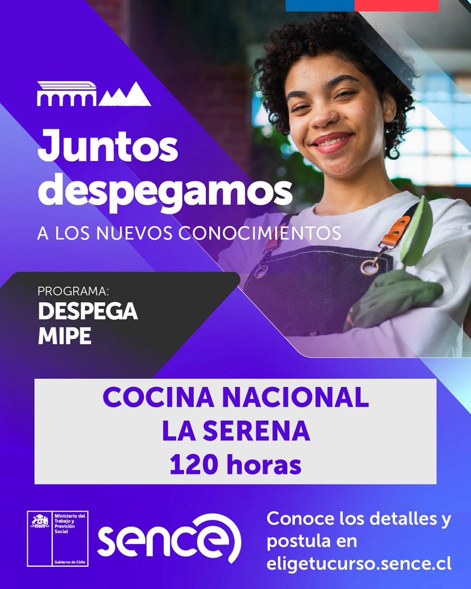 ✅Atención #LaSerena ➡️si eres socio/a, dueño/a, o trabajador/a de una micro o pequeña empresa, este curso es para ti! Postula al curso Cocina Nacional👩🏻‍🍳👨🏻‍🍳y haz despegar tu negocio 🚀. Para mayor información, ingresa a 🔗 eligemejor.sence.cl/BuscarCursoNue…