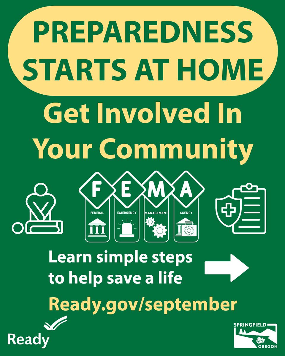 cityspfldoregon's tweet image. In an emergency, neighbors help neighbors. First responders can't be everywhere at once, so being trained and being connected with your community matters. Your actions could help save a community member's life during a disaster. Learn more @Readygov
#SpringfieldOR