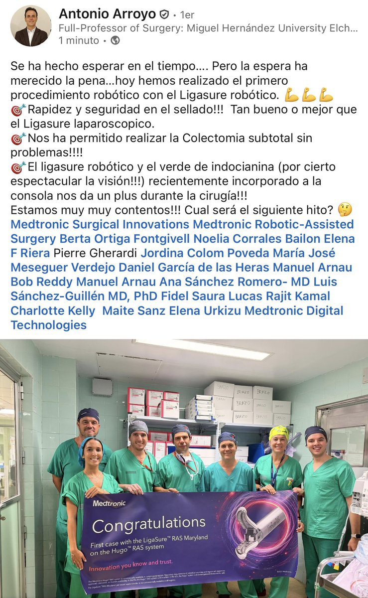 Ana Sánchez Romero - MD (@anasanchezrom) on Twitter photo MY TEAM 🤖🦾
<a href="/coloproctoelche/">coloproctoelche</a> <a href="/drArroyoElche/">Antonio Arroyo</a> <a href="/franloarias/">Francisco López Rodriguez -Arias</a> <a href="/Medtronic/">Medtronic</a>
linkedin.com/posts/ana-s%C3… MY TEAM 🤖🦾
<a href="/coloproctoelche/">coloproctoelche</a> <a href="/drArroyoElche/">Antonio Arroyo</a> <a href="/franloarias/">Francisco López Rodriguez -Arias</a> <a href="/Medtronic/">Medtronic</a>
linkedin.com/posts/ana-s%C3…