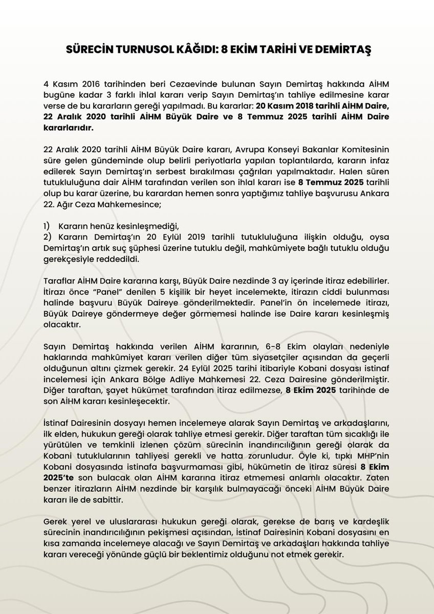 SÜRECİN TURNUSOL KÂĞIDI:  8 EKİM TARİHİ VE DEMİRTAŞ!