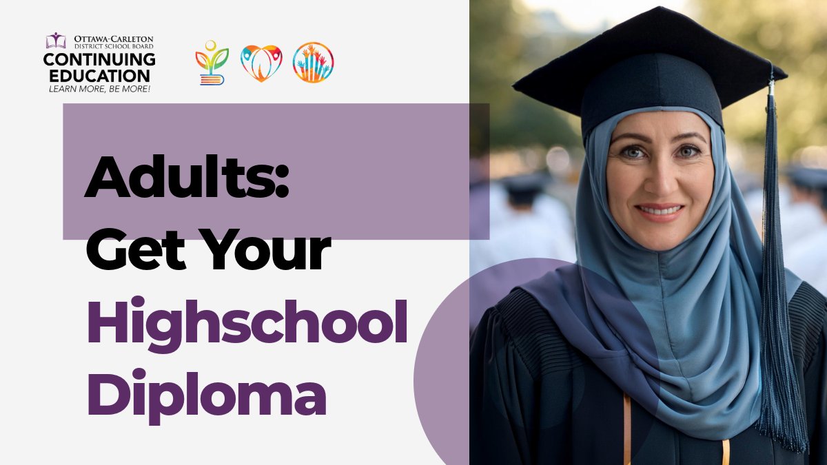 Are you an adult who needs to finish your high school diploma? The OCDSB’s Continuing Education Department offers a variety of pathways to help you earn credits towards your Ontario Secondary School Diploma or prepare for college/university entrance. GetYourDiplomainOttawa.com