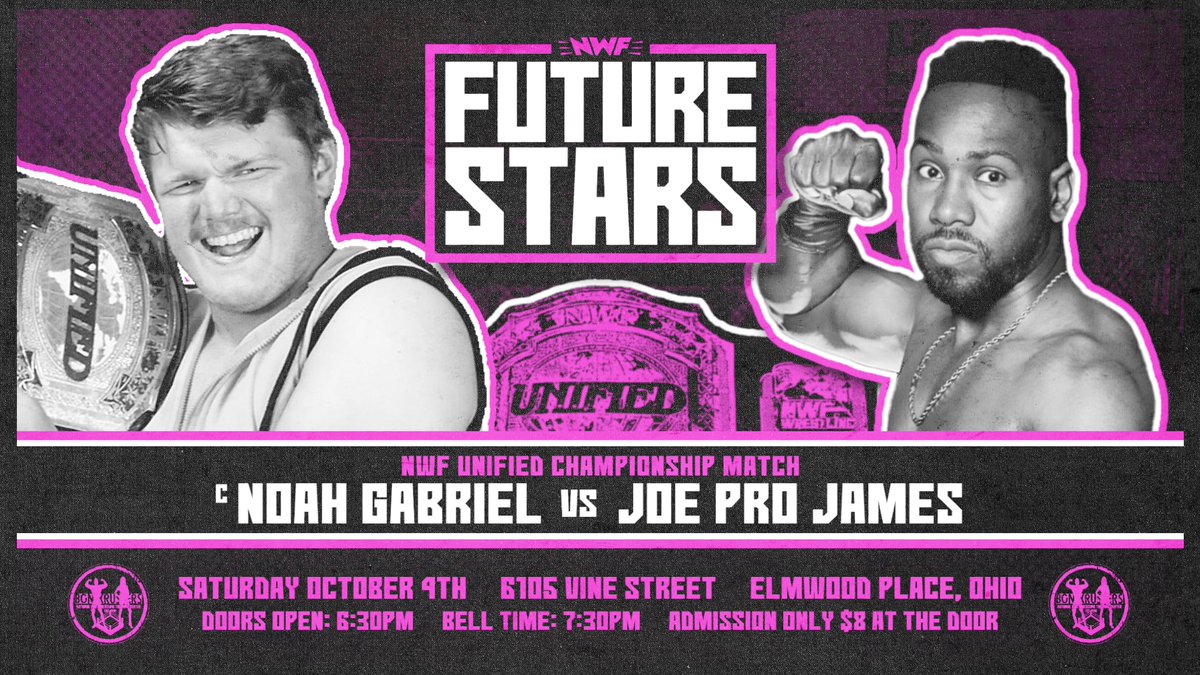 After pinning <a href="/_NoahGabriel/">Noah Gabriel</a> in yesterday's 6-Man Tag-Team Match, and also having a guaranteed rematch clause for the Unified Championship, Joe Pro James challenges Gabriel for the Unified Championship THIS SATURDAY NIGHT at Bonekrushers!

🚪: 6:30 pm
🔔: 7:30 pm
$8 admission