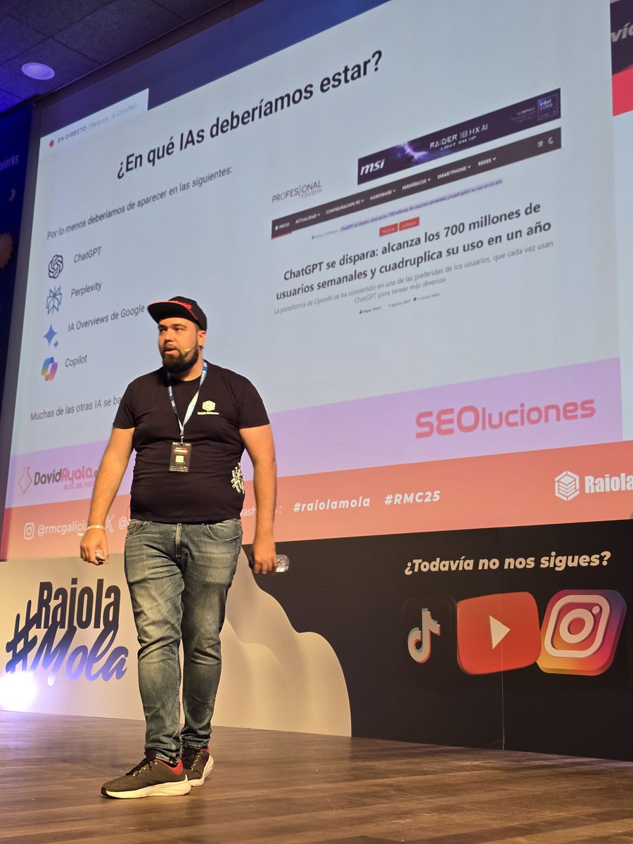 soywebmaster's tweet image. Un año más en el RMC esta vez en el escenario ante un llenazo histórico que se han marcado los pedazo de cracks de @RaiolaNetworks donde hablé sobre como petarlo con SEO en las diferentes IA y cómo hacer que te recomiende, obviamente con casos de exito reales.
#SEORosa #SEO