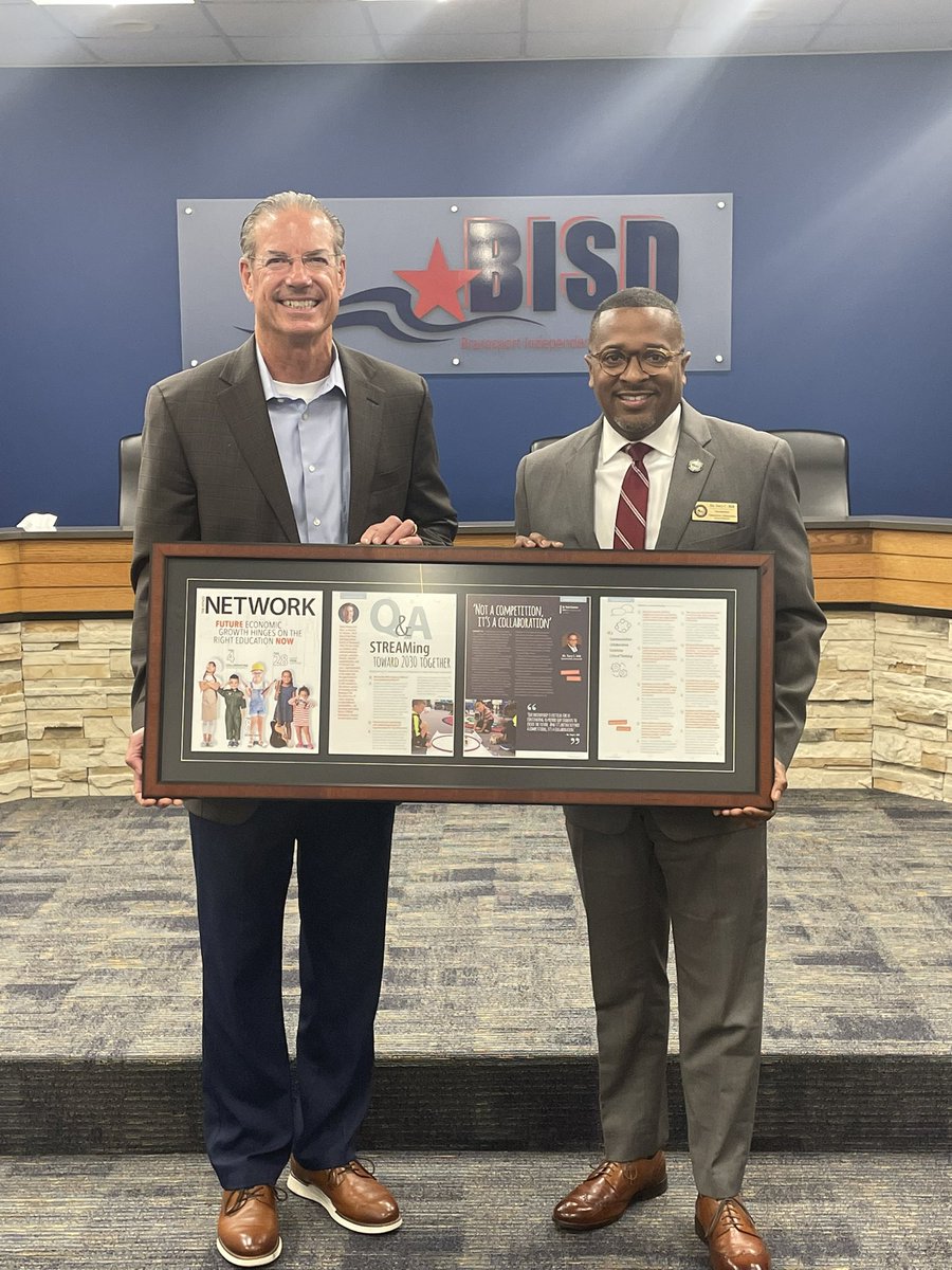 ChannelviewISD's tweet photo. Thank you @BrazosportISD and Superintendent @DannyMassey44 for letting us come visit. It was great to collaborate and learn from your team. Also, thanks for the wonderful gift to our Superintendent @tchill_ #empoweredtothrive https://t.co/Iy2z9hAPfg