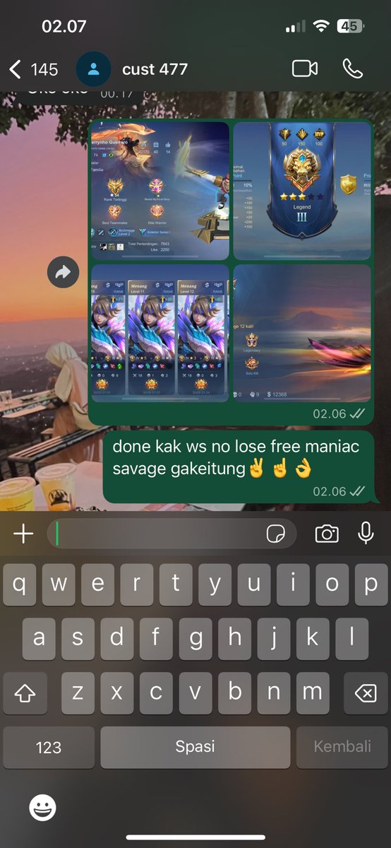 TESTI JUARA STORE (477)LEGEND 10⭐️
HALLO JOKI ML OPEN YAA HARGA TENGAH SEASON!!!
EPIC 4K⭐
LENGEND 4K⭐
MYTIC 8K⭐
MYTIC HONOR 10K⭐
GLORY 15K⭐️
PROMO PAKETAN ORANG TERCEPAT
(HONOR 10⭐️ 100K)
(MYTICK 10⭐️ 80K)
(LEGEND 10⭐️ 40K)
LANGSUNG AJA WA
#jokiml #zonauang #jokimlmurah