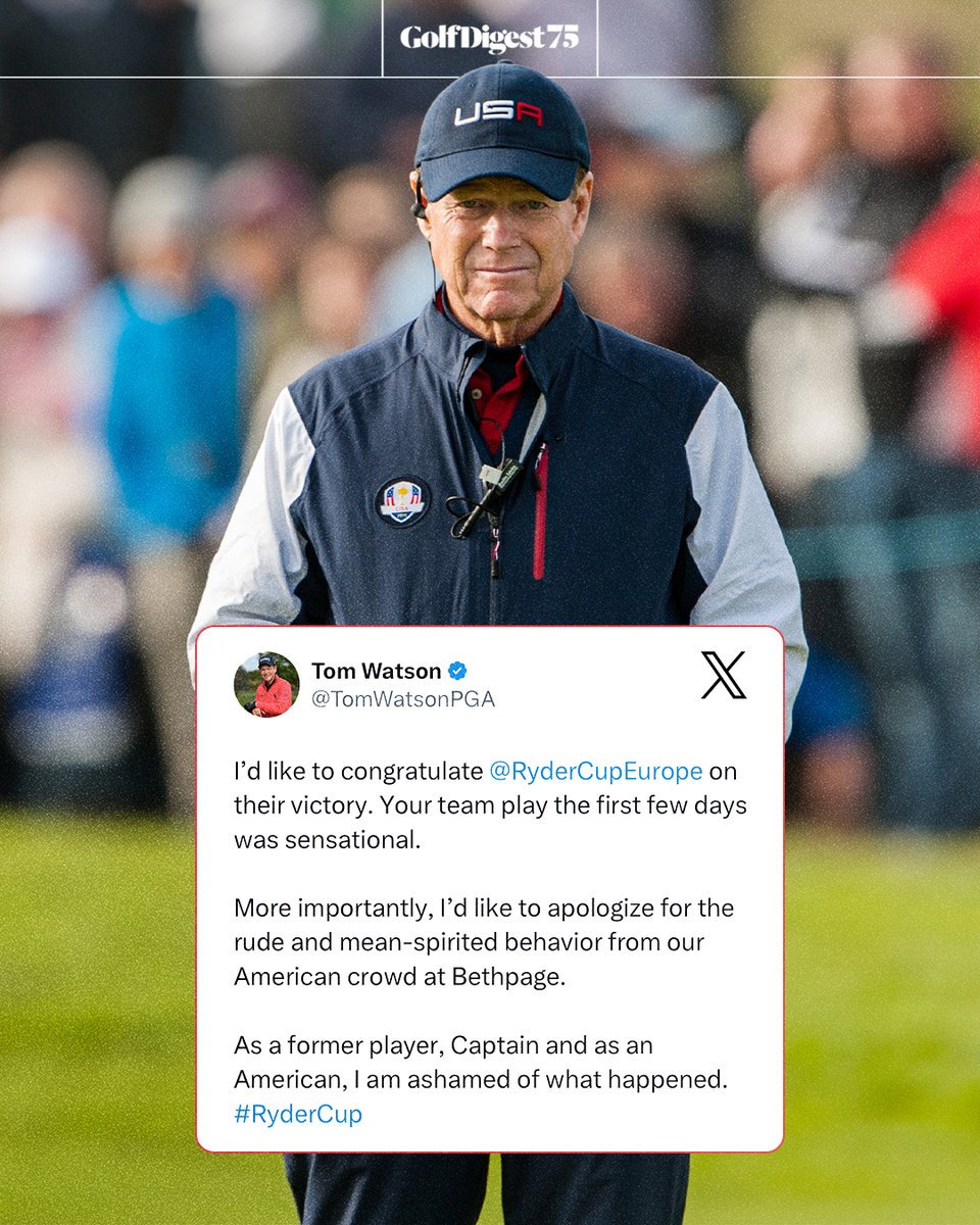 Tom Watson says he is ashamed of the crowd's behavior at Bethpage.