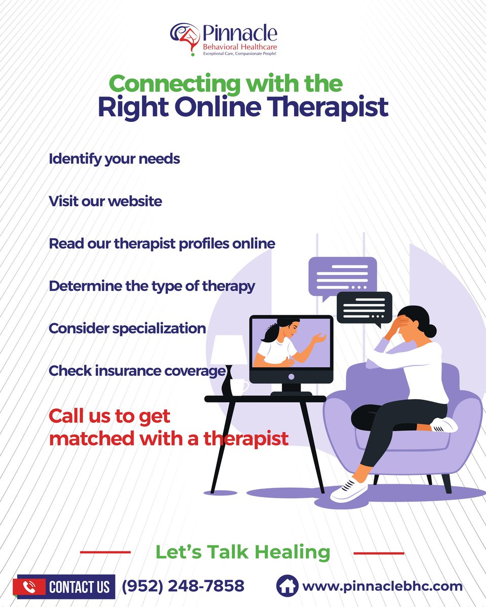 PinnacleBHC's tweet image. Finding the right support shouldn&apos;t be stressful. Connect with the right online therapist effortlessly. Contact us today to get matched.

#PinnacleBHC #onlinetherapy #telehealthservices
