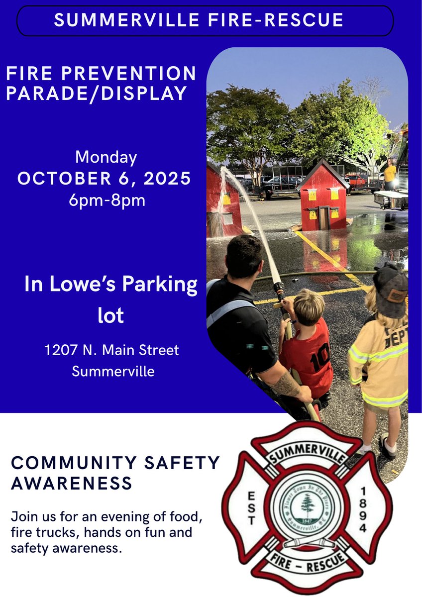 Mark your calendars for our Annual Fire Prevention Parade and Display!