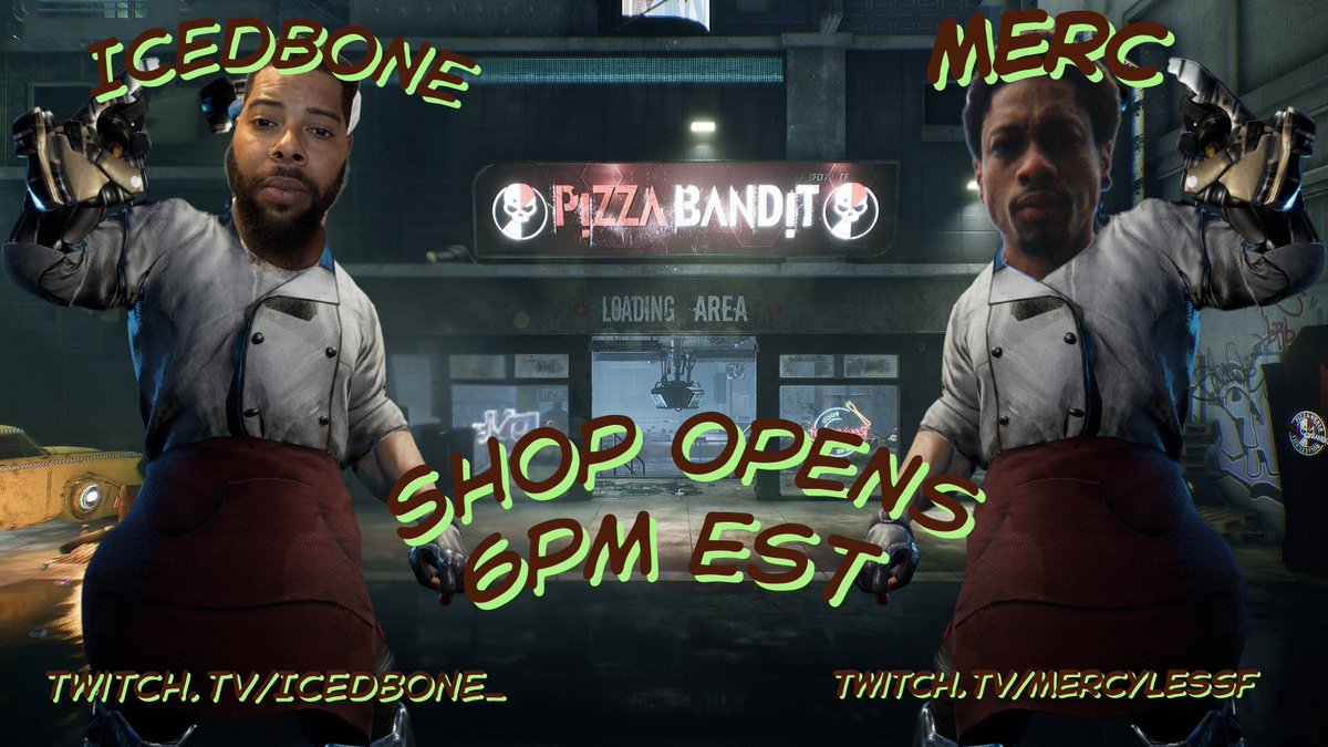 ๐ค๐พ TGG Iced Bone #THATCOMMUNITY MEMBER (@icedbone_) on Twitter photo Tonight We serve Pizza N' Bullets to the the People!
Checkout <a href="/Mercizdope/">lordofthesnacks๐</a> and Myself @ 6pm EST as we play the new Shooter #PizzaBandit by <a href="/jofsoft/">PizzaBandit ๐ฅ Out on Early Access</a>!
Bout to be a Good Time to dine!
SEE YALL @ 6pm EST Tonight We serve Pizza N' Bullets to the the People!
Checkout <a href="/Mercizdope/">lordofthesnacks๐</a> and Myself @ 6pm EST as we play the new Shooter #PizzaBandit by <a href="/jofsoft/">PizzaBandit ๐ฅ Out on Early Access</a>!
Bout to be a Good Time to dine!
SEE YALL @ 6pm EST