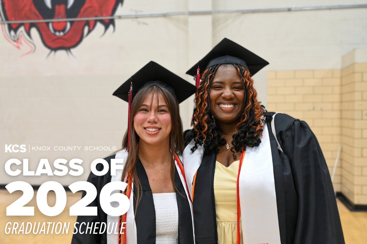 🎓 Save the date! The Class of 2026 graduation schedule is now available. Commencement ceremonies will take place from May 14–21, 2026. Check out the full schedule: knoxschools.org/seniors