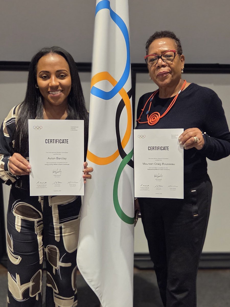✨ Congratulations to our TTOC representatives, Avion Barclay and Maureen Craig-Rousseau, who proudly graduated today as certified IOC Safeguarding Officers in Sport. 👌🏽👌🏽👌🏽
This achievement, awarded by the International Olympic Committee (IOC), strengthens our commitment to