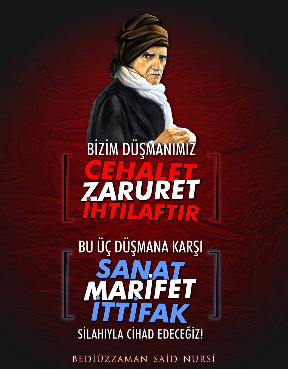 sametyahyabal's tweet photo. ❗️Sanırım abartmıyorum. Şu sözü seküler, cemaati olmayan, doğulu olmayan ve batılı bir oryantalist söylemiş olsaydı. Ders kitaplarına, panolara, billboardlara ve dahi her yere yazılırdı. Ama Said Nursi (r.ah) söylediği için önyargıdan mütevellid   herkesin hafızasında ve defterinde yazılı olması gerekirken, değil. Neden mi ? Çünkü çoğunlukla insanlar için fikirler değil,şahıslar önemlidir. Bu ise en büyük hatalardan biridir.