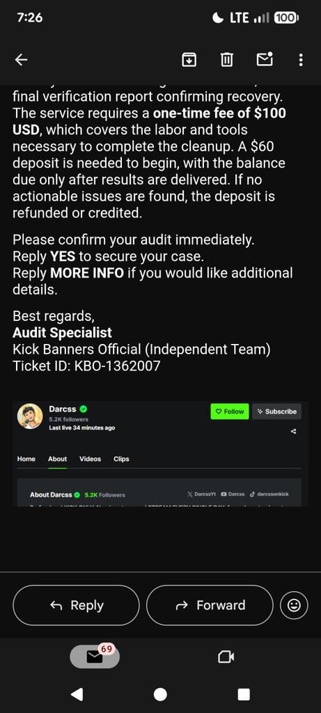 Be aware of these fake emails they pretend to be <a href="/KickStreaming/">KICK</a> <a href="/KickCommunity/">KICK Community</a> and bate you to pay them !