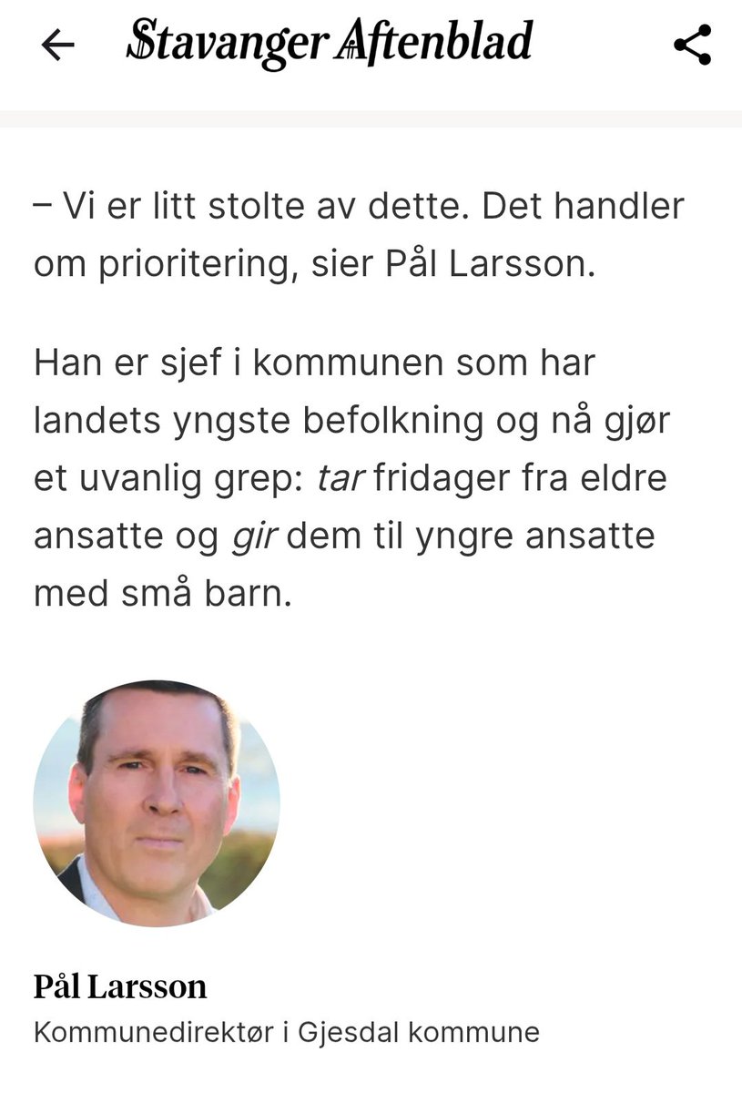 Stakkars yngre med barn. Någe di har valgt sjøl. Barnløse forventes å jobba mer - de har jo ingenting å gå hjem te 🤷🏽‍♀️ ka me å gje te alle 'yngre', uten å setta ei grensa? Ikje alle som kan få barn. Ikje alle som har partner. Men la oss ta godt vare på di me barn. For stakkars di.