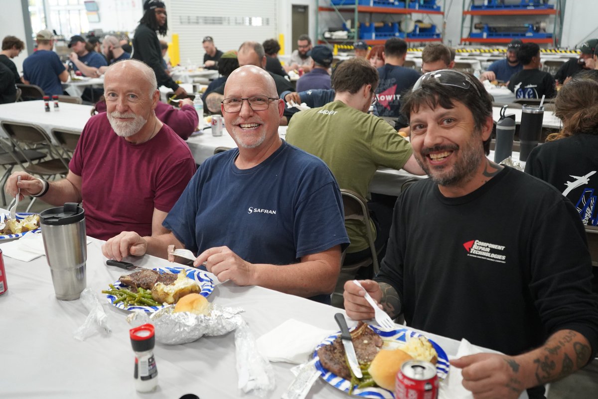 ComponentRepair's tweet photo. 40th anniversary celebration!

An amazing 24 hours with all 3 shifts, retirees, co-founders &amp; our teammates from at Safran.

We enjoyed steaks and reflected back on the hard work, innovation, and people who made it all possible. 

#CRT40Years #TeamCRT https://t.co/3MxxpTbJHF