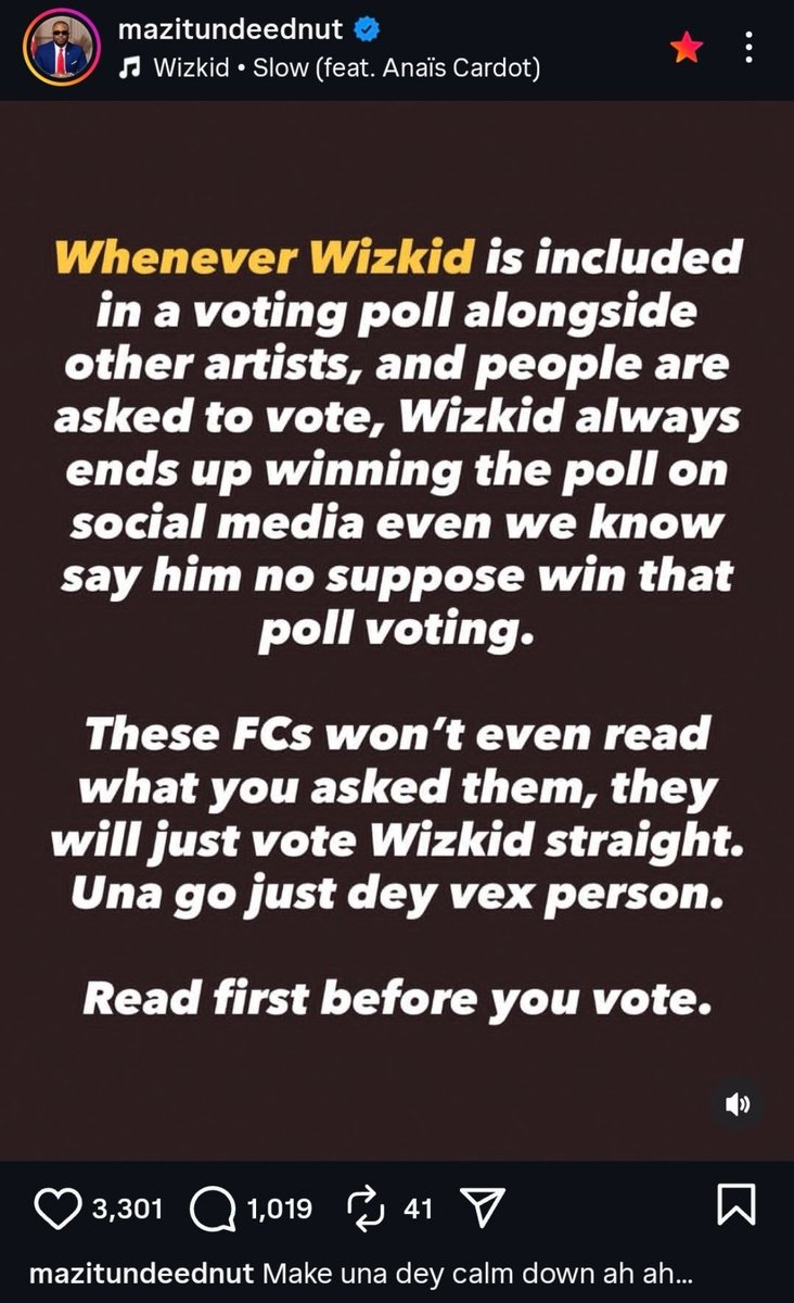 Tundeednut on ig, you no go respect Wizkid fc keh, 😂😂