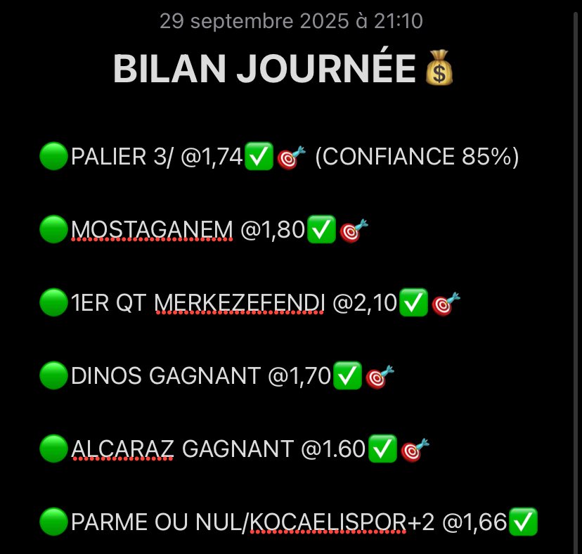 ICE_PRONOS's tweet image. BILAN DE LA JOURNÉE EN PUBLIC😎💰

Les gars encore une fois je pense que j’ai même plus besoin de parler ce que je propose est juste hallucinant vous trouverez personne qui régale autant chaque jour🤯

Maintenant simple j’veux juste que vous éteignez les RT/❤️‍🔥 pour la suite🧨
