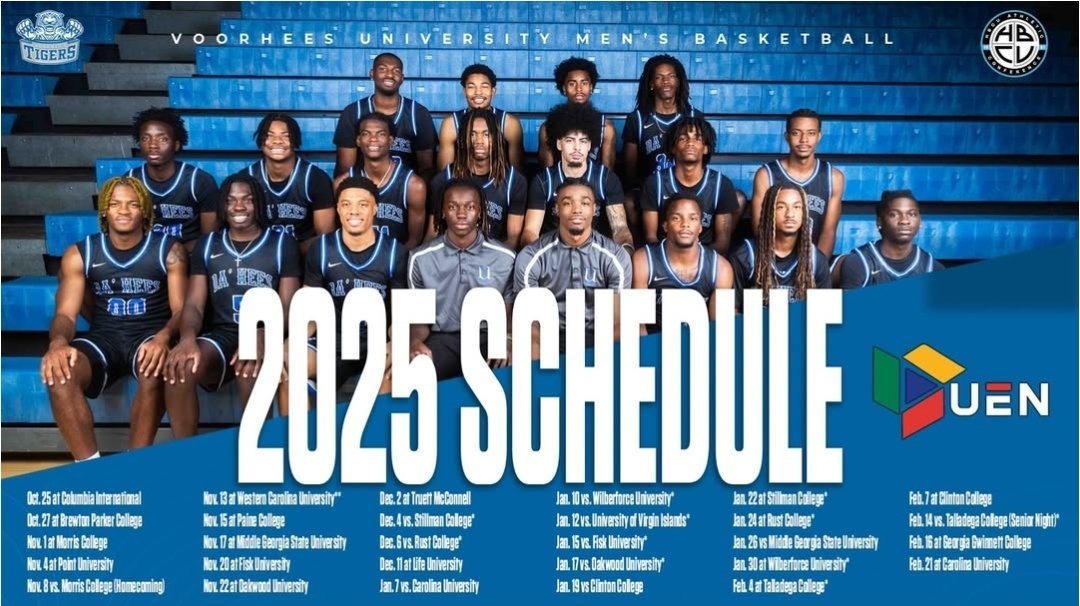 coachjallday's tweet photo. Sorry for the delay… but it’s finally here! 🙌 The @voorheesmb schedule is LIVE today! 🔥 All HOME games will be live on @uenetwork 📺
@voorheesuniversity @voorheesathletics @hbcuac @hbcupass #TigerAmbush #ScheduleRelease https://t.co/ktobDSoAEU