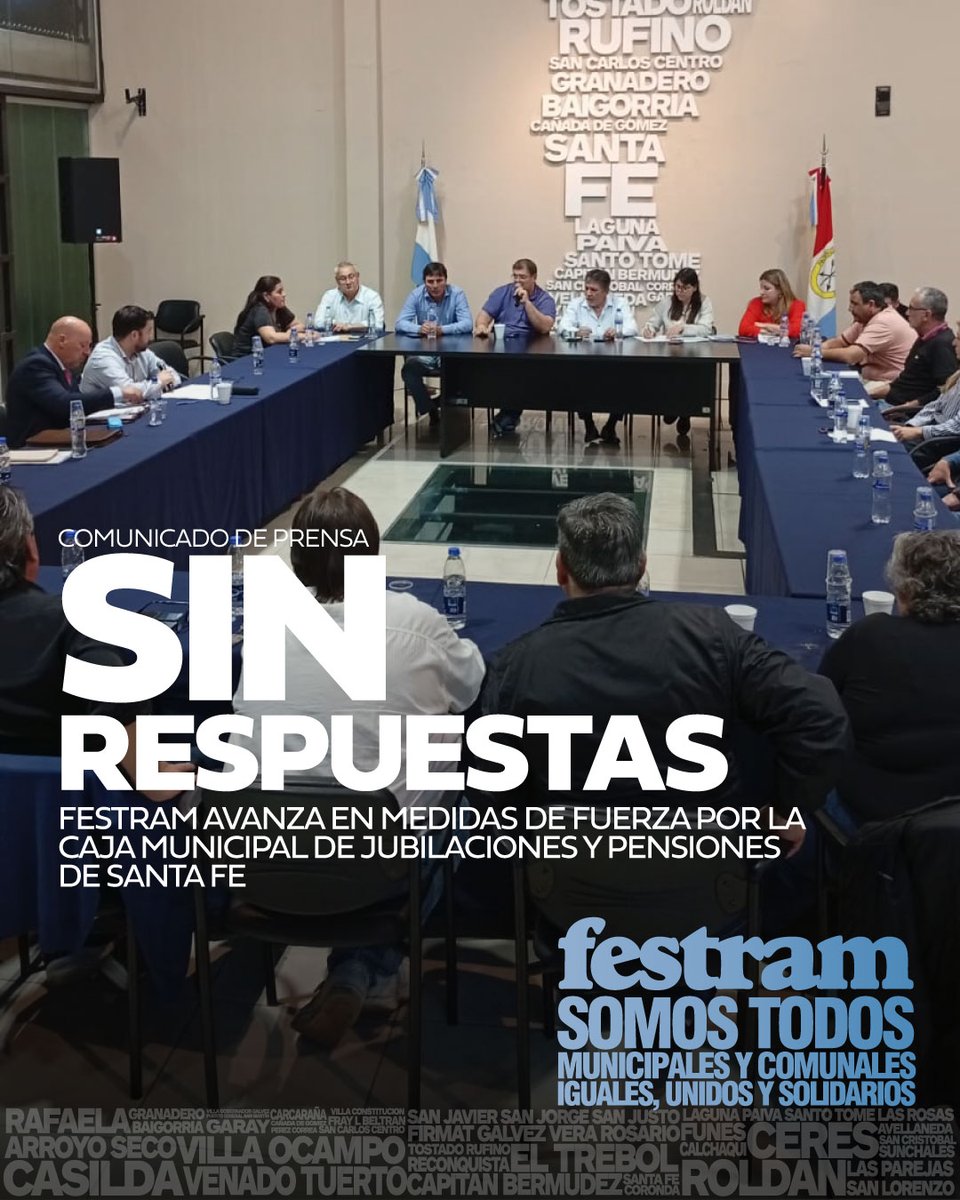 CAJA MUNICIPAL DE JUBILACIONES Y PENSIONES DE SANTA FE
FESTRAM avanza en Medidas de Fuerza
municipales.org.ar/festram/festra…