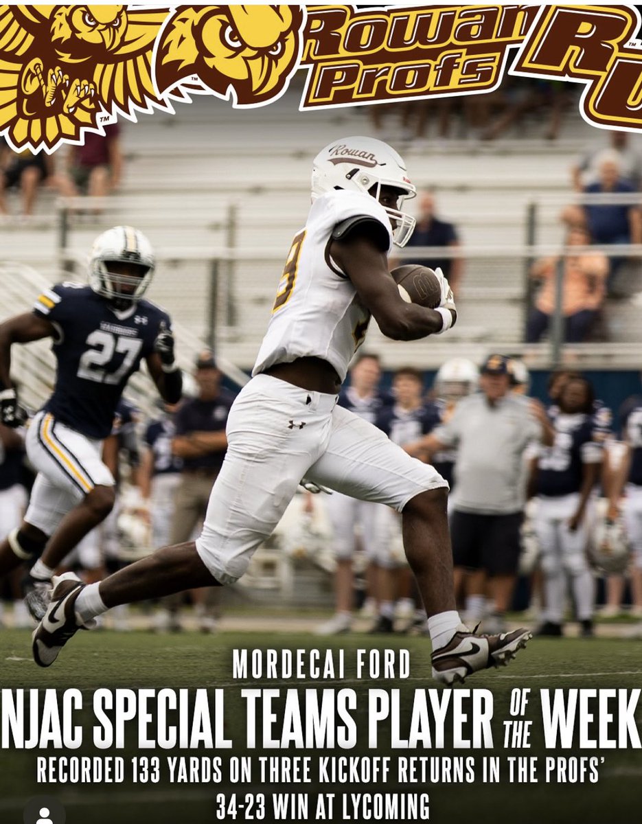 MordecaiFord's tweet photo. Grateful to be named NJAC Special Teams Player Of The Week!!
W.H.E.N #rowanproud https://t.co/fXKMaxyltR