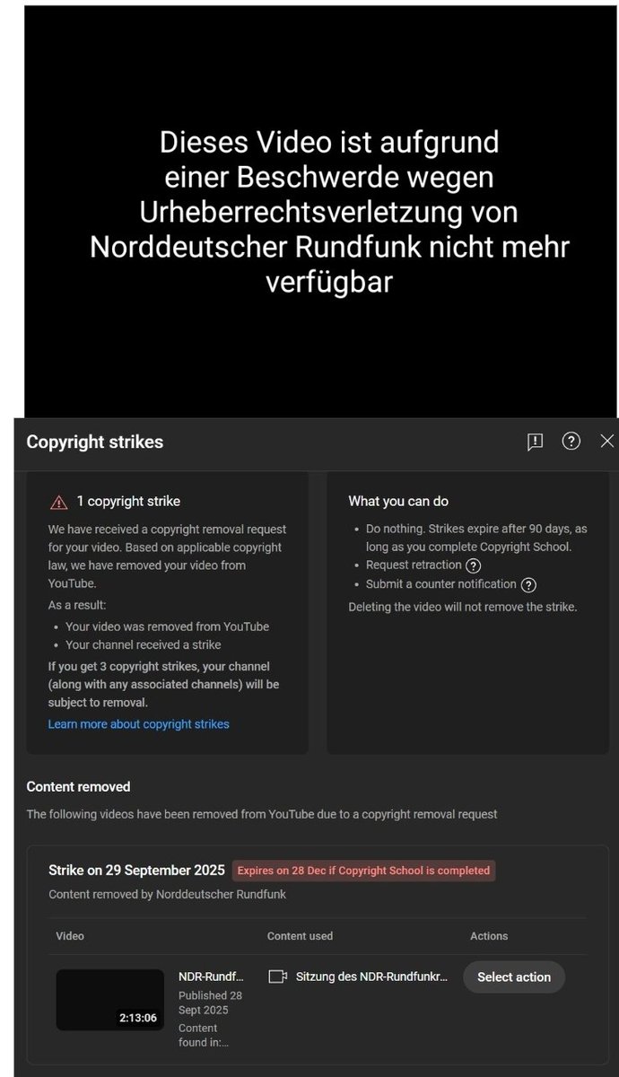Journalisten des NDR haben YouTube angeschrieben und erwirken, dass Videos, die den Skandal im Rundfunkrat um Julia Ruhs zeigen, gelöscht werden. #OerrBlog