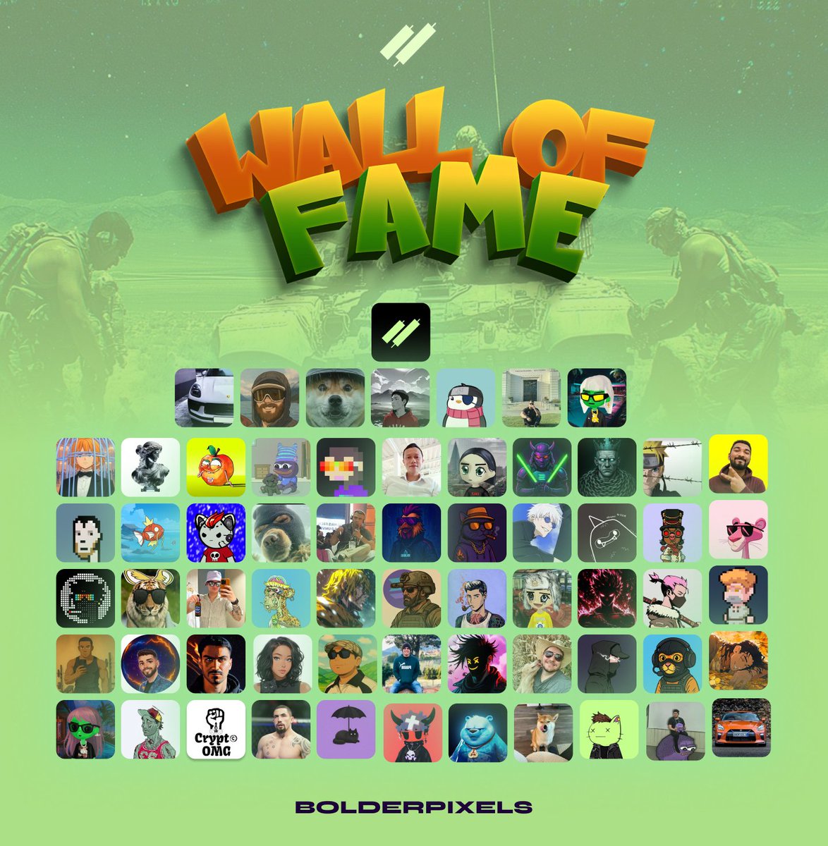 BolderPixels's tweet photo. ⚔️ Rangers Wall of Fame is live! 🏆

Shoutout to the KOLs leading the charge for Ranger Finance. 💚

Who else deserves a spot up here? Tag your Rangers 👇

To get started with Ranger Finance 👇
https://t.co/pbAc4fPA2e
#RangerFinance