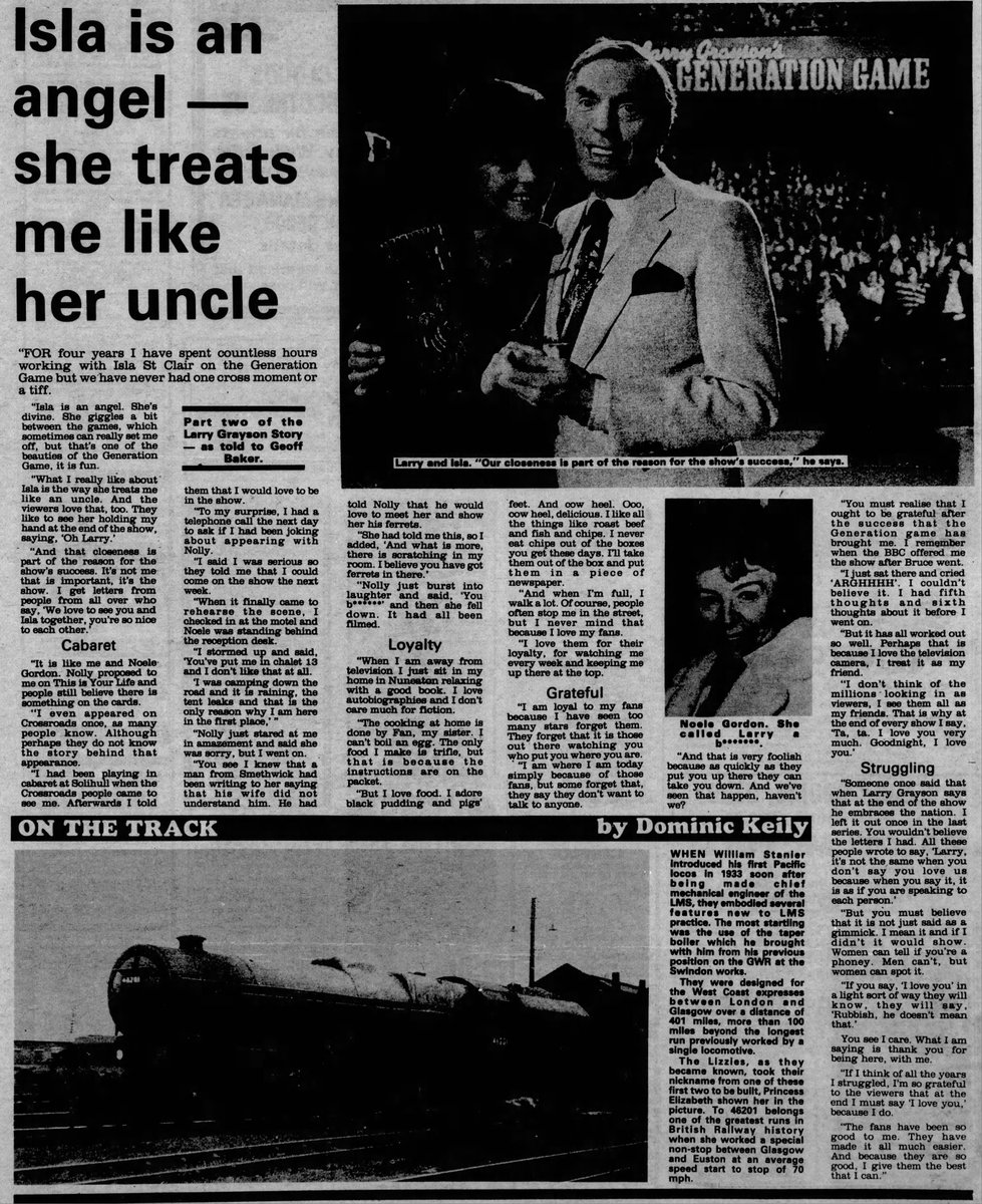 TvDidYouSee's tweet image. #OnThisDay 17 October 1981
#LarryGrayson "OPENS THAT DOOR ON HIS PAST"
revealing "The show went on the night my mother died," and "Isla is an angel, she treats me like her uncle."
