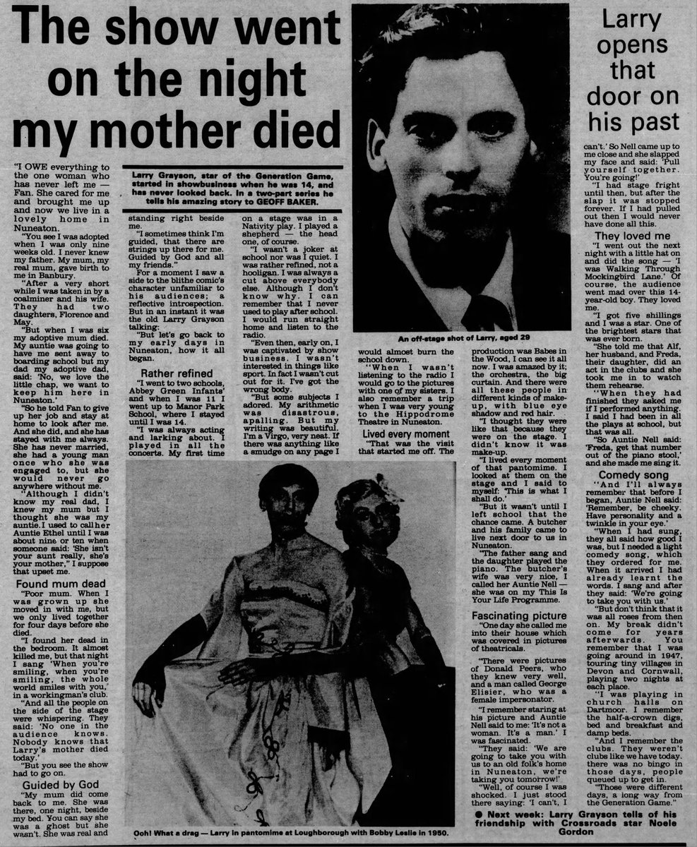 TvDidYouSee's tweet image. #OnThisDay 17 October 1981
#LarryGrayson "OPENS THAT DOOR ON HIS PAST"
revealing "The show went on the night my mother died," and "Isla is an angel, she treats me like her uncle."