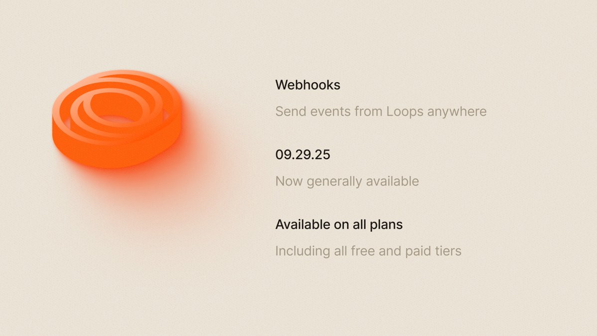 loops's tweet image. Feature release

Webhooks are now generally available in Loops