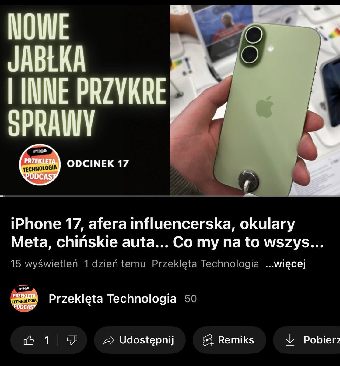 MontesOsis's tweet photo. Na razie dla posiadaczy YouTube Premium albo przeglądarki Opera 😅 Odcinek będzie też wkrótce na platformach podcastowych 😊

PS Być może pada tu nazwisko Kuby Klawitera i Mateusza Krawczyka 🤪

https://t.co/9HgCVHH8s3

#iPhone17Pro #iphone17series https://t.co/giFuMu4yr1