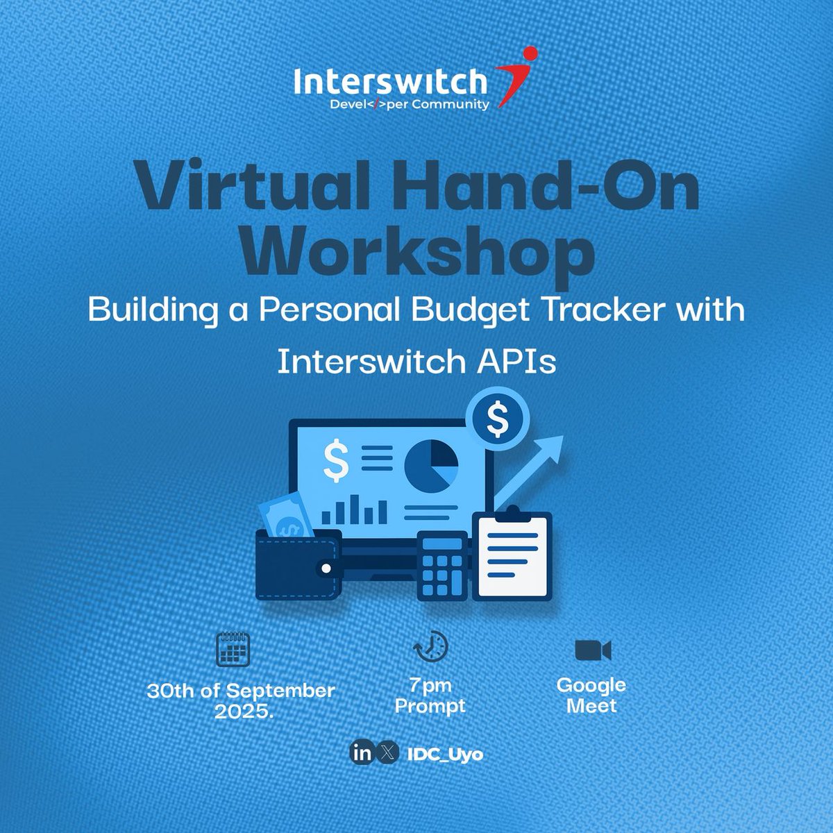 IDC_Uyo's tweet photo. Ever get stressed out trying to manage your spending? 
What if you could build an app for that?

Join us for a free virtual workshop this Tuesday, Sept 29th, at 7 PM, and we'll show you how to build a personal budget tracker using Interswitch APIs. 

Don't miss out! 🔥
#idc #diy https://t.co/ueTOmSRLoB