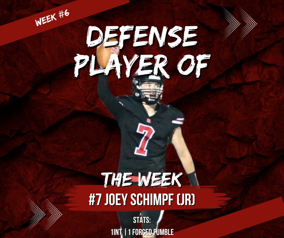 RittmanFootball's tweet photo. 🔥 Week 6 Players of the Week 🔥
👊 Scout Team: #65 D. Ruschel
⚡️ Special Teams: #17 T. Riggs (3 solo tackles)
🛡 Defense: #7 J. Schimpf (INT + FF)
🚀 Offense: #20 C. Smith (153 yds, 2 TDs*) &amp; #25 R. Taylor (149 yds, 2 TDs)
Dogs everywhere. 🖤❤️ #GoRitt 
(*1 rush TD + 1 pass TD) https://t.co/sI8IMXjeTq