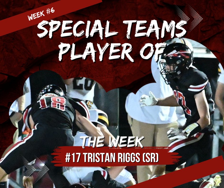 RittmanFootball's tweet photo. 🔥 Week 6 Players of the Week 🔥
👊 Scout Team: #65 D. Ruschel
⚡️ Special Teams: #17 T. Riggs (3 solo tackles)
🛡 Defense: #7 J. Schimpf (INT + FF)
🚀 Offense: #20 C. Smith (153 yds, 2 TDs*) &amp; #25 R. Taylor (149 yds, 2 TDs)
Dogs everywhere. 🖤❤️ #GoRitt 
(*1 rush TD + 1 pass TD) https://t.co/sI8IMXjeTq