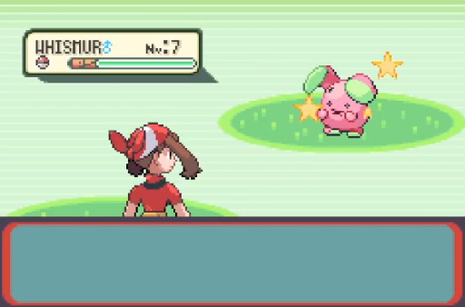 Shiny Whismur after 4488 REs in Pokémon Sapphire!     

PHASE 2 for skitty and my second shiny for #PhaseHoenn   

That's my second Whismur so I'm gonna evolve him into Loudred!

Hoenn SLD 20/135