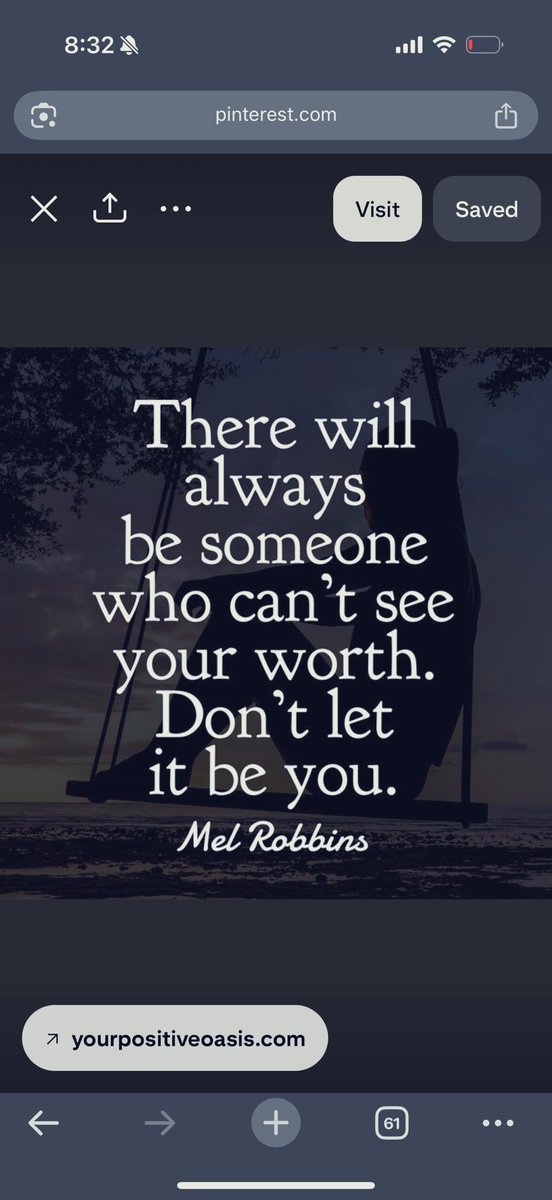 There will always be someone who can’t see your worth. Don’t let it be you.<a href="/melrobbins/">Mel Robbins</a> 💚