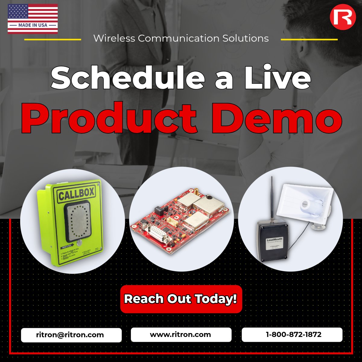 RitronWireless's tweet image. Want to see how our wireless solutions can work for your operation? Schedule a live demo with one of our radio experts to learn firsthand how #Ritron can solve your #communication needs.
Reach out here: hubs.li/Q03LpV3r0
#WirelessSolutions #MadeInUSA #Radios #ProductDemo…