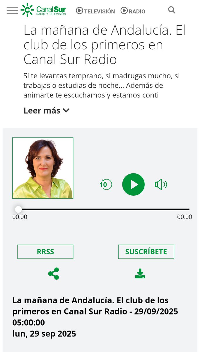 Darle las gracias <a href="/CanalSurRadio/">Canal Sur Radio</a>  por la entrevista realizada está mañana 
Y en especial a su presentadora 
Charo Padilla