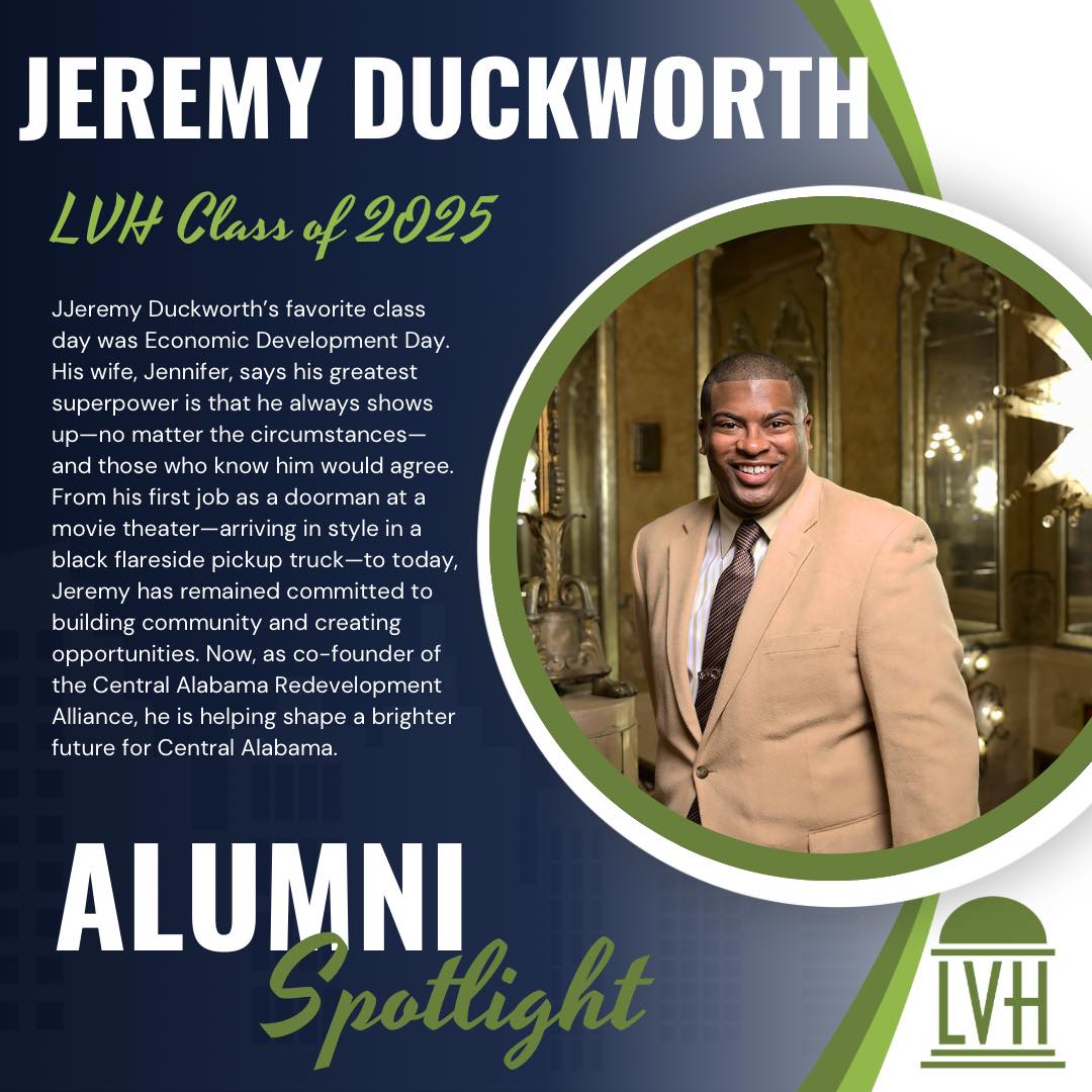 CentralALRedev's tweet photo. 🌟 Congrats to Jeremy Duckworth for being featured in the LVH Class of 2025 Alumni Spotlight! 👏

Thanks to our partner @VestaviaChamber for supporting leaders who are shaping brighter futures.

#Leadership #CommunityImpact #CARACares https://t.co/87XtN9Su7y