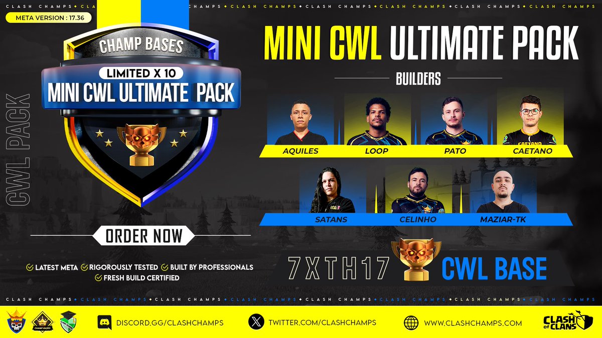 🔥 THE BEST CWL BASE PACKS ARE BACK!

Built &amp; tested by the WORLD'S BEST builders!

✅ 15 ULTIMATE CWL Bases - clashchamps.com/product/ultima…

✅ 7 MINI CWL Bases - clashchamps.com/product/mini-c…

📌 Limited Stock—Hurry Up!
