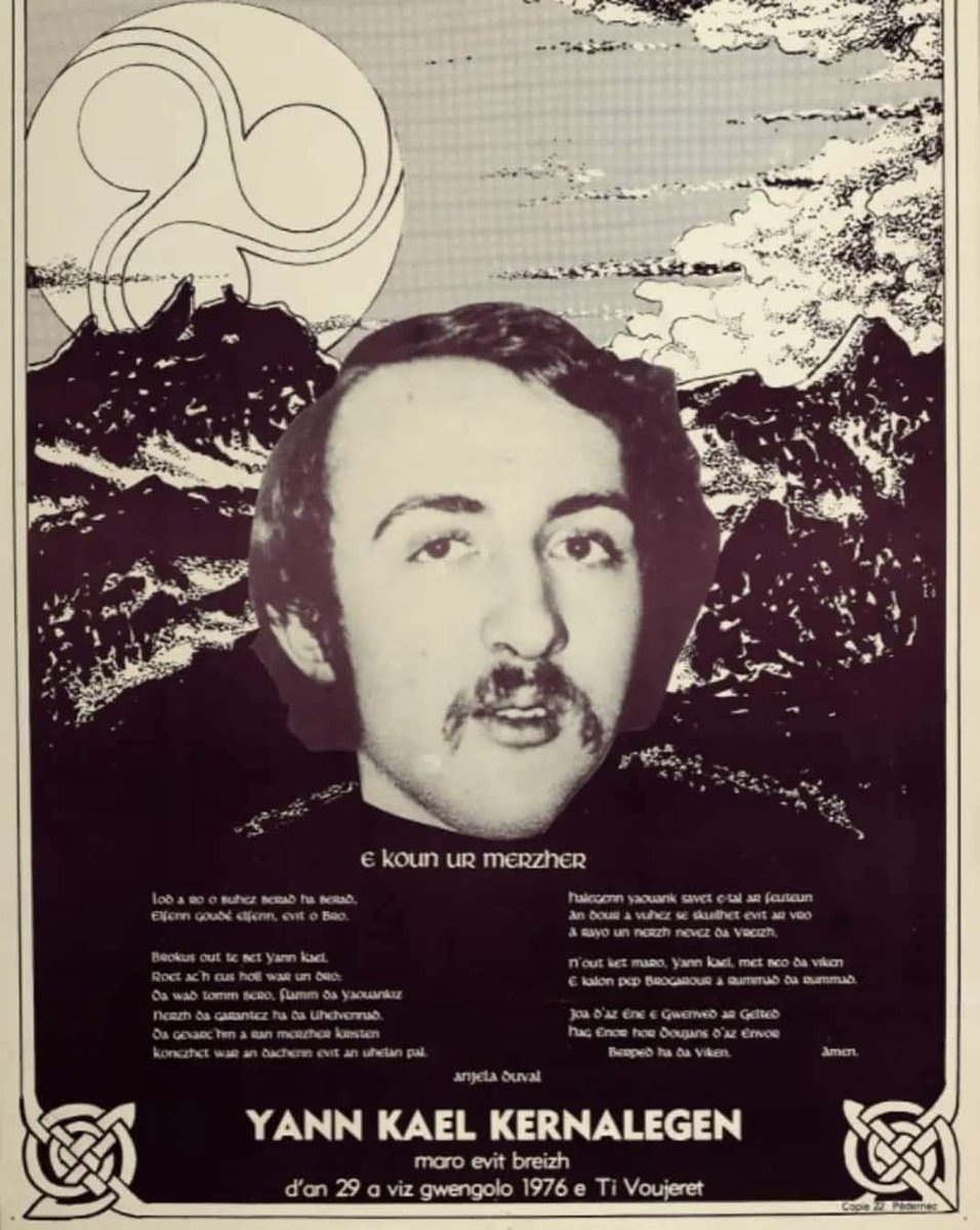 Yann-Kel Kernalegen (1954-1976), maro evit ar Vro e dibenn miz Gwengolo 1976 e Dineol. Dalc'hit soñj ! 🖤