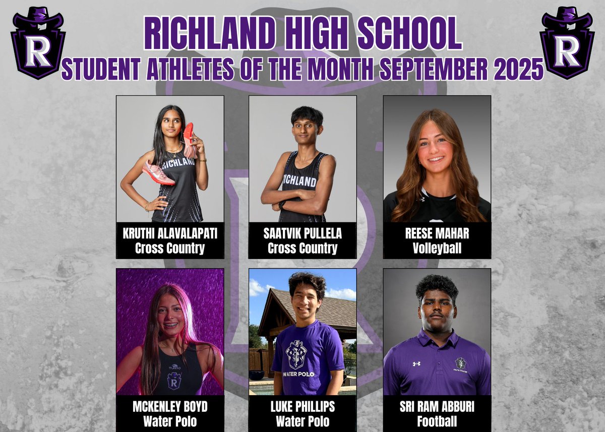 Congratulations to our Richland High School Student Athletes of the Month for September!  #ProsperProud