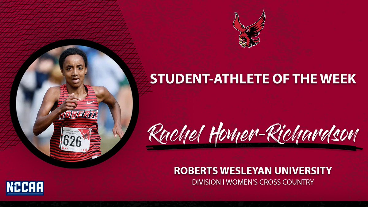 👟Student-Athlete of the Week 👟
Division I Women's #NCCAACrossCountry
𝐑𝐚𝐜𝐡𝐞𝐥 𝐇𝐨𝐫𝐧𝐞𝐫-𝐑𝐢𝐜𝐡𝐚𝐫𝐝𝐬𝐨𝐧, Roberts Wesleyan University
the-n.cc/46LCWN1 | #PlayForHim