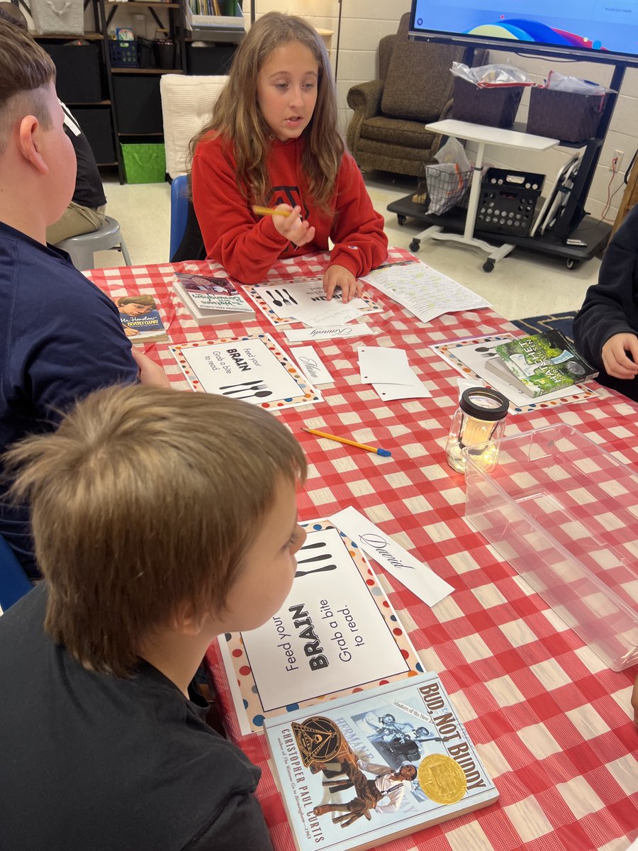 Maysville_Elem's tweet photo. Mrs. McEver's 5th grade book tasting was a story-filled success! Students explored incredible titles, negotiated their top 3 picks, and shared thoughtful reasoning to form book clubs. The passion for reading was real! 💬❤️📖 #BookTasting #5thGradeReads #StudentVoice #MESStrong https://t.co/6E5yYuZH7D