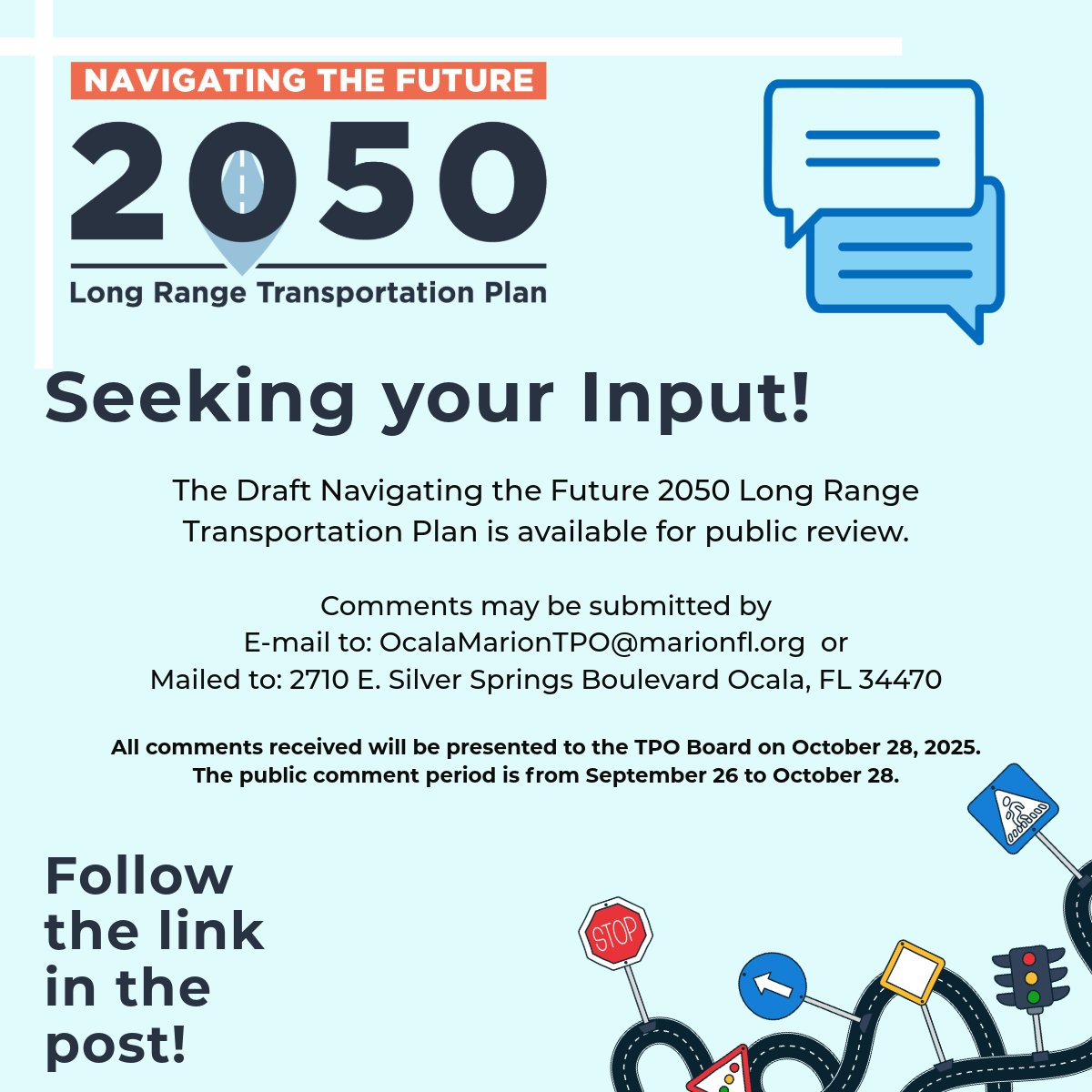 🚦 The future of transportation is here! 🚍🚴‍♀️
The Draft 2050 Long Range Transportation Plan (LRTP) is now available for review. Take a look and share your feedback—your voice shapes tomorrow’s roads, transit, and trails!
🔗 storymaps.arcgis.com/stories/c88b20…