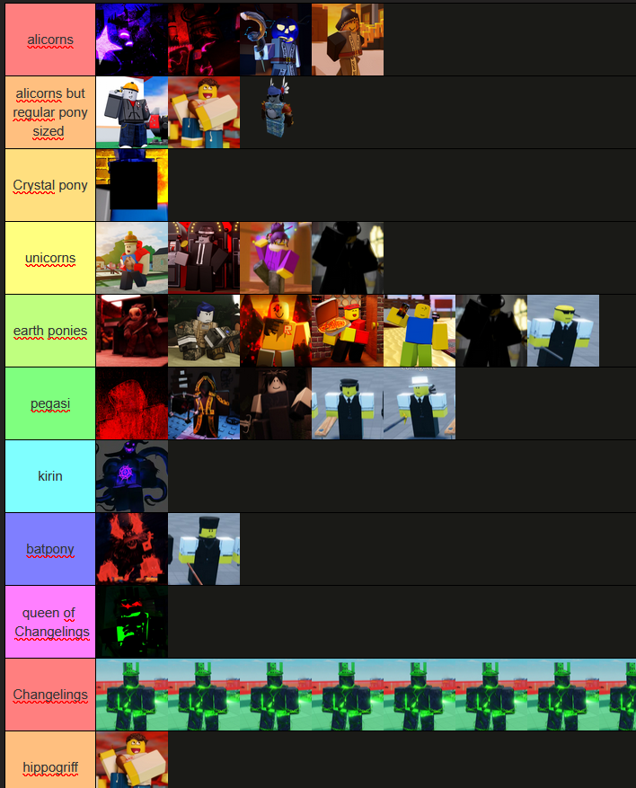 forsaken and mlp. ok? ok 
if some chracters show up twice with cus i couldnt decide