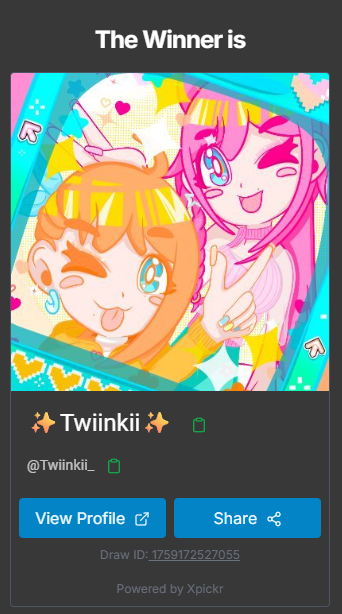 Nous avons réalisé le tirage au sort du #GIVEAWAY organisé sur notre Twitter/X et notre Instagram, et la personne qui remporte notre Giveaway de T-Shirt de Team est.. 🥁

<a href="/Twiinkii_/">✨Twiinkii✨</a> sur Twitter ! Félicitations ✨ 

On te laisse nous envoyer un DM pour recevoir ton lot !